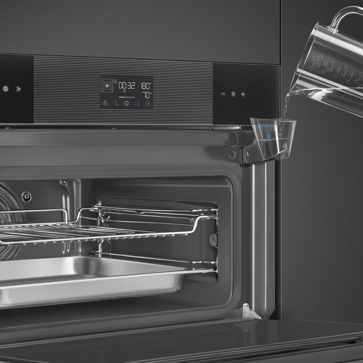 Smeg SO4102S3B3 Linea 45cm Compact Steam100 Oven - Black