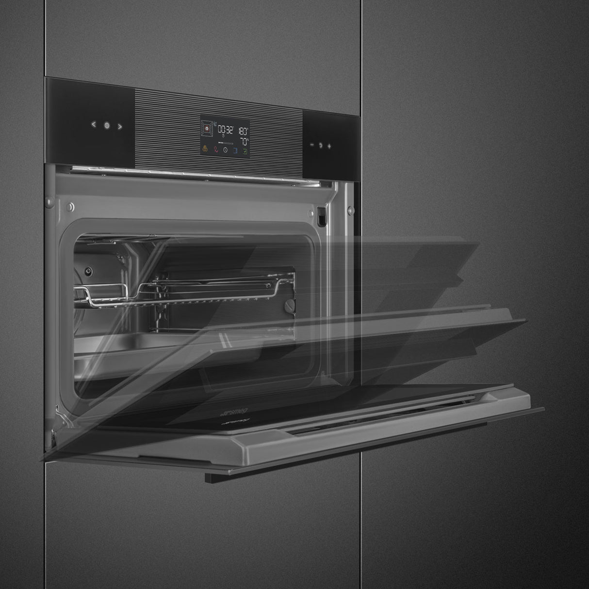 Smeg SO4102S3B3 Linea 45cm Compact Steam100 Oven - Black