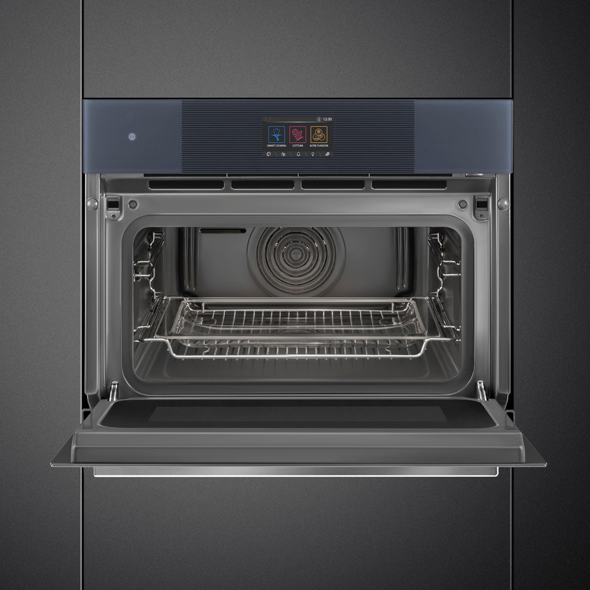 Smeg SO4104APG Linea 45 Compact Omnichef Oven, Neptune Grey