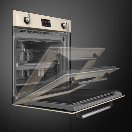 Smeg SOP6902S2PP Victoria 60cm Built-In SteamOne Single Oven - Cream