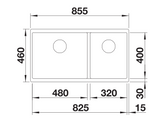 Blanco Subline 480/320-U LH - 525993 - Undermount Sink Silgranit - Black