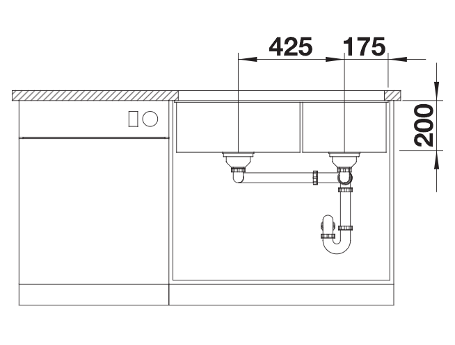 Blanco Subline 480/320-U LH - 525993 - Undermount Sink Silgranit - Black
