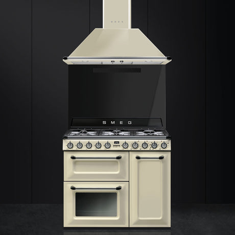 Smeg TR93P 90x60cm Victoria Dual Fuel Range Cooker with Gas Hob in Cream
