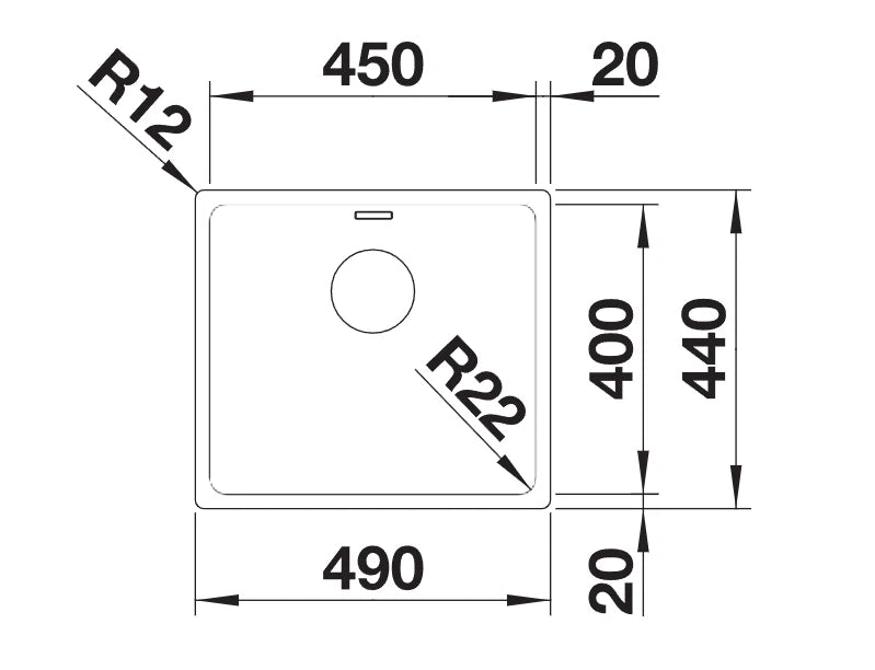 Blanco Andano 450-IF - 522961 - Single Bowl Inset Kitchen Sink - Stainless Steel