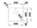 Blanco Andano 450-IF - 522961 - Single Bowl Inset Kitchen Sink - Stainless Steel