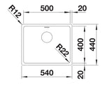 Blanco Andano 500-IF - 522965 - Single Bowl Inset Kitchen Sink - Stainless Steel