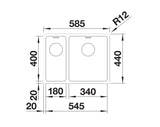 Blanco Andano 340/180-IF RH - 522973 - 1.5 Bowl Inset Kitchen Sink - Stainless Steel