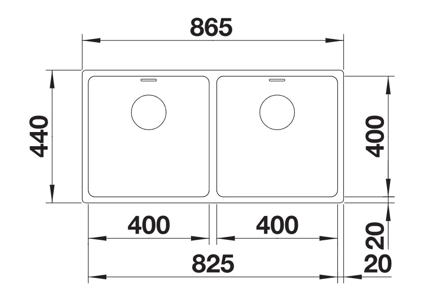 Blanco Andano 400/400-IF - 522985 - 2.0 Bowl Inset Kitchen Sink - Stainless Steel