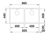 Blanco Andano 400/400-IF - 522985 - 2.0 Bowl Inset Kitchen Sink - Stainless Steel