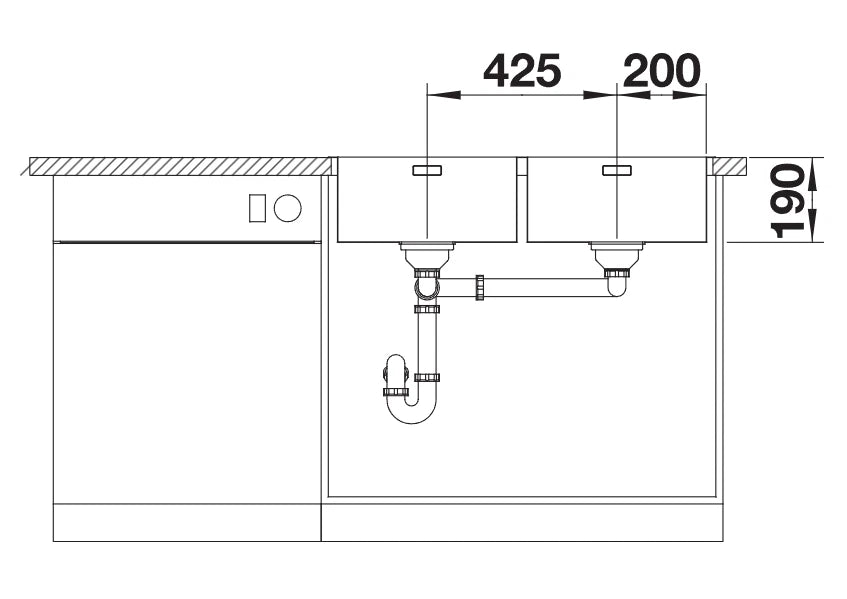 Blanco Andano 400/400-IF - 522985 - 2.0 Bowl Inset Kitchen Sink - Stainless Steel