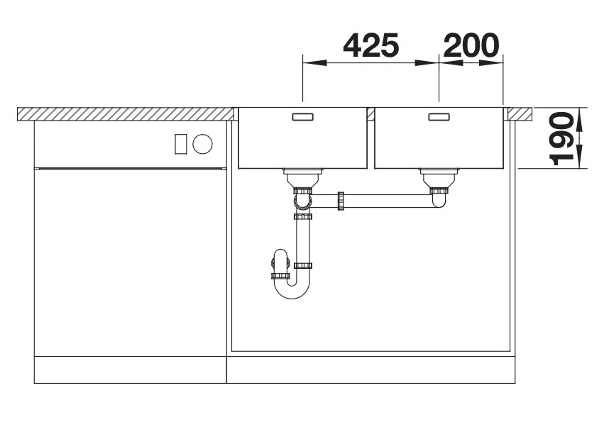 Blanco Andano 400/400-IF/A - 525249 - 2.0 Bowl Inset Kitchen Sink with Tap Ledge - Stainless Steel