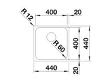 Blanco Supra 400-IF - 526350 - Single Bowl Inset Kitchen Sink - Stainless Steel