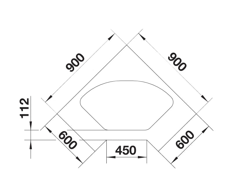 Blanco Delta-IF Corner - 523667 - Inset Corner 1.0 Bowl Kitchen Sink - Stainless Steel