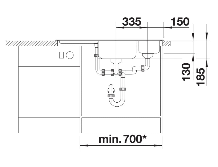 Blanco Delta-IF Corner - 523667 - Inset Corner 1.0 Bowl Kitchen Sink - Stainless Steel