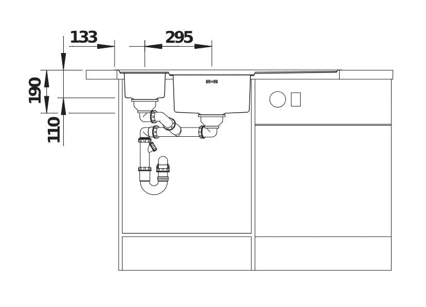 Blanco Axis III 6 S-IF LH - 522105 - 1.5 Bowl Inset Kitchen Sink - Stainless Steel