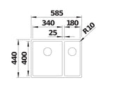 Blanco Claron 340/180-IF LH - 521607 - 1.5 Bowl Inset Kitchen Sink - Stainless Steel