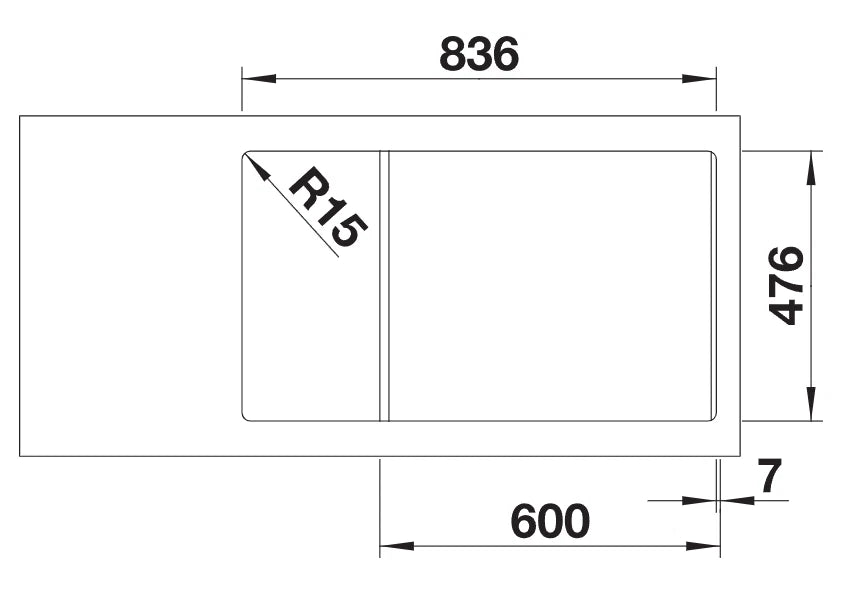 Blanco Andano XL 6 S-IF Compact LH - 523002 - Single Bowl Inset Kitchen Sink - Stainless Steel