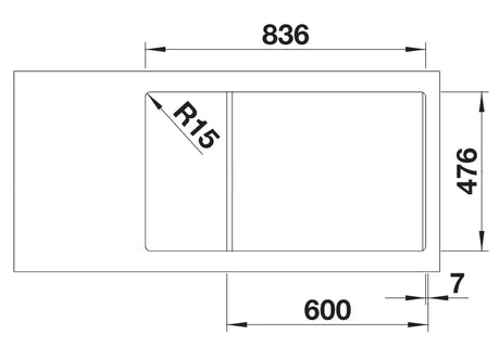 Blanco Andano XL 6 S-IF Compact RH - 523001 - Single Bowl Inset Kitchen Sink - Stainless Steel