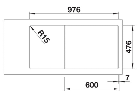 Blanco Andano XL 6 S-IF RH - 522999 - Single Bowl Inset Kitchen Sink - Stainless Steel
