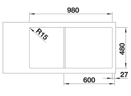 Blanco Classimo XL 6 S-IF - 525327 - Single Bowl Reversible Inset Kitchen Sink - Stainless Steel