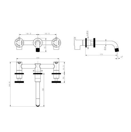 1810 Henry Holt Collection Wall Mount Mixer Tap HH-WM/07/MB - Matte Black