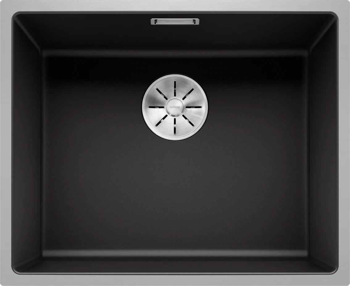 Blanco Subline 500-IF Steelframe InFino - 525997 - Silgranit 1.0 Bowl Flush Mount Inset Sink - Black