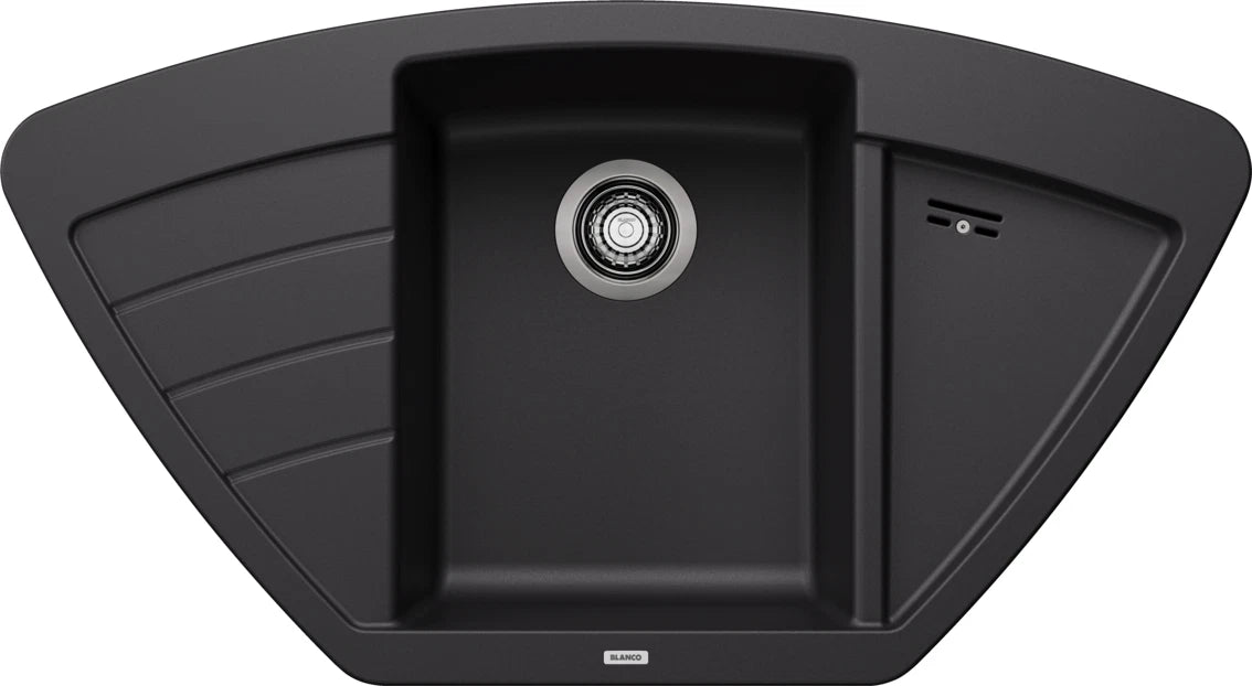 Blanco Zia 9 E Corner - 526031 - Silgranit Inset Corner 1.0 Bowl Kitchen Sink - Black