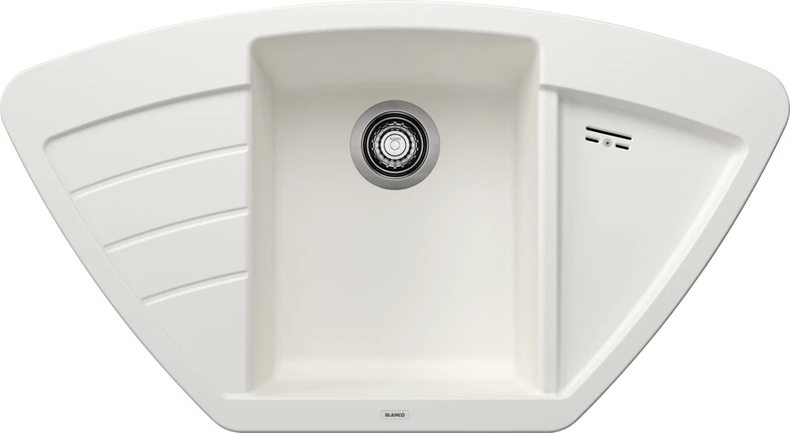 Blanco Zia 9 E Corner - 514758 - Silgranit Inset Corner 1.0 Bowl Kitchen Sink - White