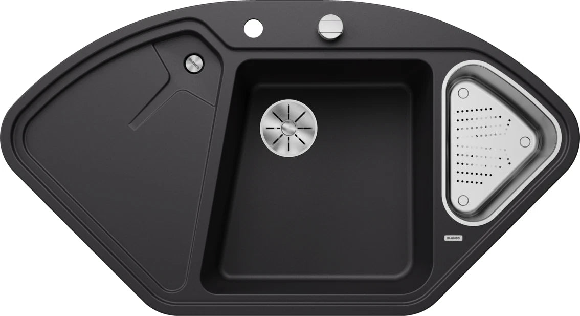 Blanco Delta II Corner - 525867 - Silgranit Inset Corner 1.0 Bowl Kitchen Sink - Black