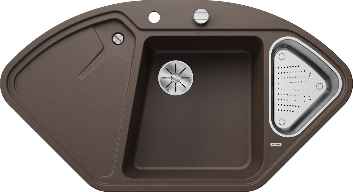 Blanco Delta II Corner - 523669 - Silgranit Inset Corner 1.0 Bowl Kitchen Sink - Coffee