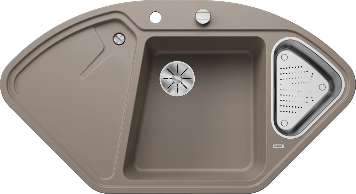 Blanco Delta II Corner - 523666 - Silgranit Inset Corner 1.0 Bowl Kitchen Sink - Tartufo