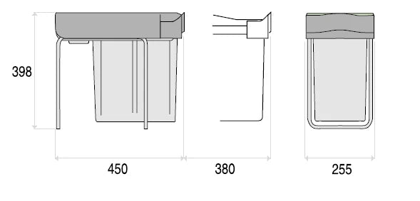 INNS-30021LBNBE - 300mm Pull-out Bin 21 Litre (Stock)