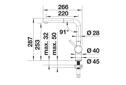 Blanco Linus-S - 525807 - Single Lever Monobloc Kitchen Tap with Pull-out Spray - Matt Black