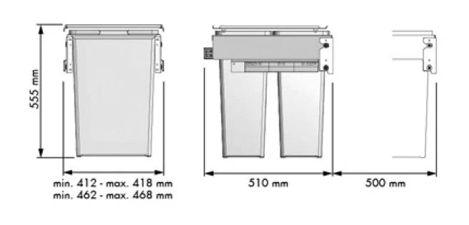 INNS-45070LBNAN - 450mm Pull-out Bin 70 Litre (Stock)