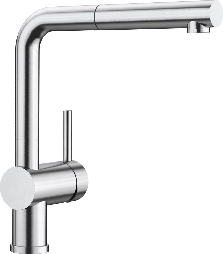 Blanco Linus-S - 526242 - Single Lever Monobloc Kitchen Tap with Pull-out Spray - PVD Steel