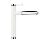Blanco Linee-S - 518441 - Single Lever Monobloc Kitchen Tap with Pull-out Spray - Silgranit White/Chrome