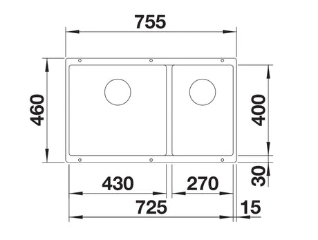 Blanco Subline 430/270-U LH - 523155 - Undermount Sink Silgranit - White