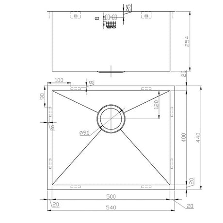 1810 - Zenuno 500U Deep Stainless Steel 1.0 Bowl U/M Sink - ZU/50/U/D/S/074