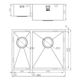 1810 - Zenduo 180/340 U Undermount Stainless Steel 1.5 Bowl (RH) Sink
