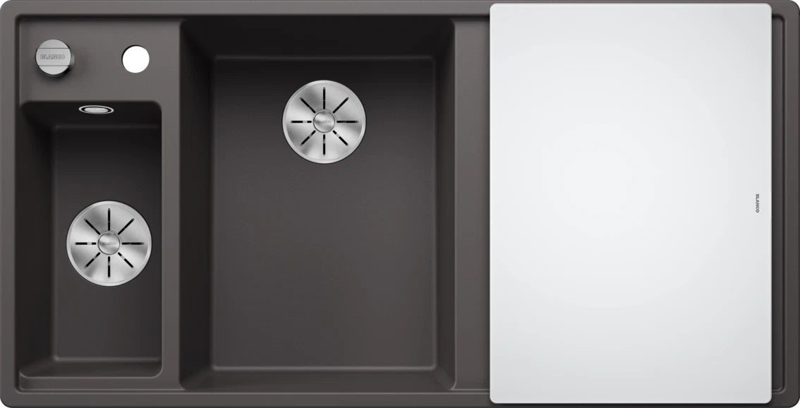 Blanco Axia III 6 S Left Hand - 524654 - Silgranit 1.5 Bowl Inset Sink - Rock Grey