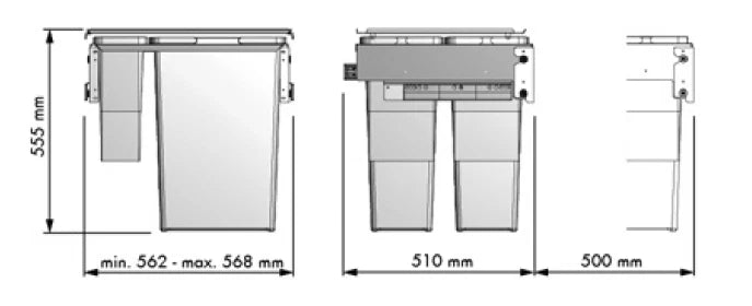INNS-60086LBNAN - 600mm Pull-out Bin 86 Litre (Stock)