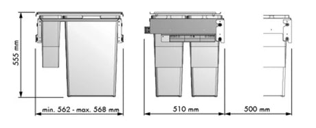 INNS-60086LBNAN - 600mm Pull-out Bin 86 Litre (Stock)