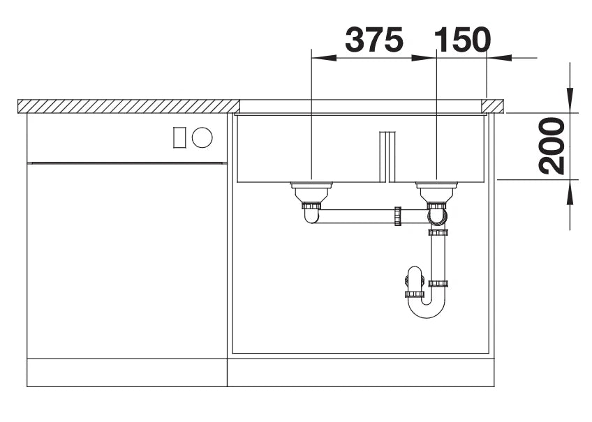 Blanco Subline 430/270-U LH - 525991 - Undermount Sink Silgranit - Black