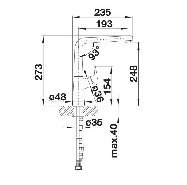 Blanco Avona - 521277 - Single Lever Pull-out Monobloc Kitchen Mixer Tap - Chrome