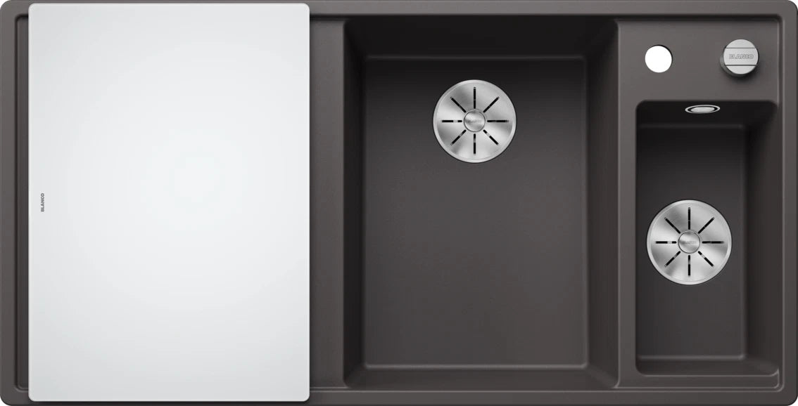 Blanco Axia III 6 S Right Hand - 523473 - Silgranit 1.5 Bowl Inset Sink - Rock Grey