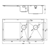 1810 - Razorduo10 6 I-F Inset Stainless Steel 1.5 Bowl (RH) Sink with Drainer