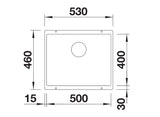 Blanco Subline 500-U - 525995 - 1 Bowl Silgranit Undermount Sink - Black