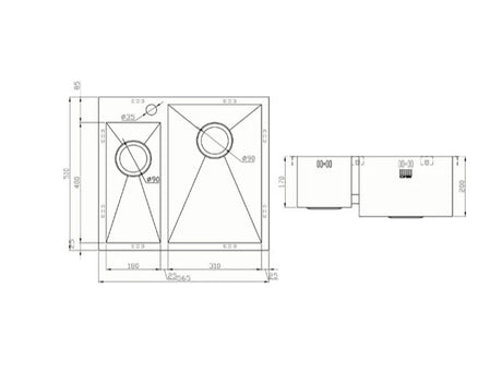 1810 - Zenduo 180/310 I-F Inset Stainless Steel 1.5 Bowl (RH) Sink