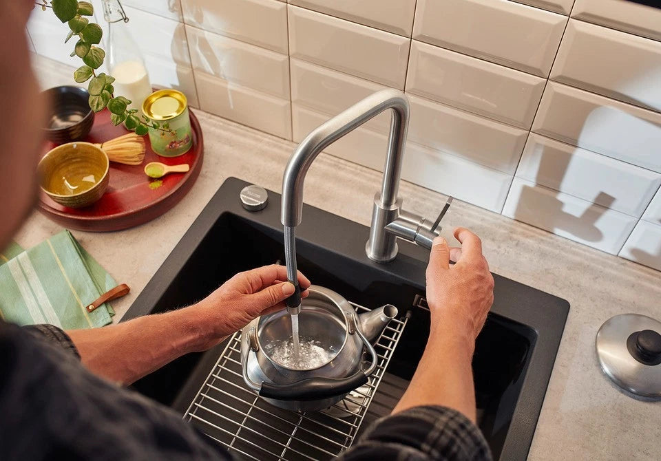 Blanco Jandora-S - 526614 - Single Lever J Shaped Kitchen Pullout Tap - Brushed Stainless Steel (Copy) (Copy)
