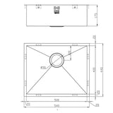 1810 - Zenuno 500U Stainless Steel 1.0 Bowl U/M Sink - ZU/50/U/S/021